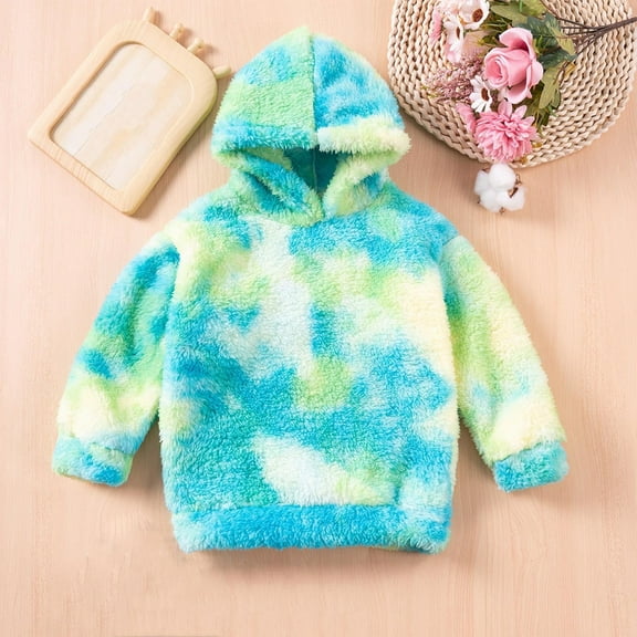 JUSLIO Girls Hoodie Fleece Tie Dye Hooded Sweatshirt Fall/Winter Casual Pullover Long Sleeve Tops Sweatshirts(2 Years)