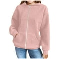 thumbnail image 1 of JUSLIO Girls Hoodies Round Neck Zipper Hooded Sweatshirt Solid Color Casual Long Sleeve Tops Sweatshirts Pink(10Y）, 1 of 6