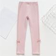 thumbnail image 1 of JUSLIO Girls Pants Bow Elastic Waist Solid Color Cotton Back to School Joggers Leggings 2 Years, 1 of 5