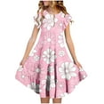 thumbnail image 1 of JUSLIO Girls Patchwork Dress with Pockets Crew Neck Short Sleeve Casual Dresses Size 6-7 Y, 1 of 5