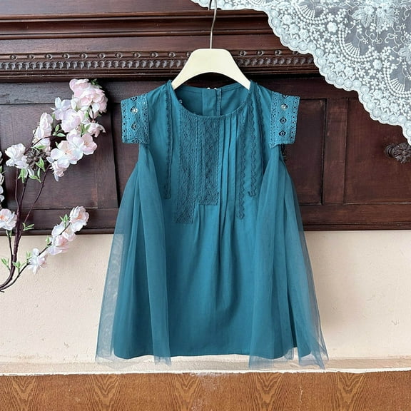 JUSLIO Girls Princess Dress Tank Crew Neck Sleeveless Casual Cotton Dresses Size 2 Y