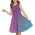 thumbnail image 1 of JUSLIO Girls Sequin Dress Print Crew Neck Sleeveless Casual Dresses Size 3 Y, 1 of 7