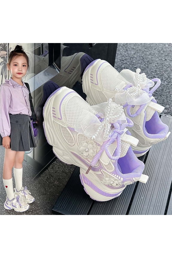 Girls Shoes Flat Soft Sole Sneakers Bow (Toddler/Little Kid/Big Kid) Shoes 27(US:11) Purple