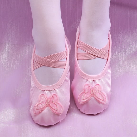 JUSLIO Girls Shoes Soft Sole Bow Dance Shoes Comfort (Toddler/Little Kid/Big Kid) Ballet Flats 38(US:3) Pink