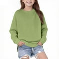 thumbnail image 1 of JUSLIO Girls Sweatshirts Athletic Solid Color Hoodless Sweatshirt Fall/Winter Casual Long Sleeve Tops Sweatshirts Green(7 Years）, 1 of 6
