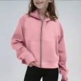 thumbnail image 1 of JUSLIO Girls Sweatshirts Athletic Zipper Hooded Sweatshirt Solid Color Pockets Long Sleeve Tops Sweatshirts Pink（6 Years）, 1 of 7