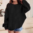 thumbnail image 1 of JUSLIO Girls Sweatshirts Cotton Solid Color Hoodless Sweatshirt Round Neck Athletic Long Sleeve Tops Sweatshirts Black(2-3Years）, 1 of 4