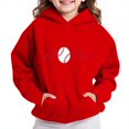 thumbnail image 1 of JUSLIO Girls Sweatshirts Fall/Winter Solid Color Hooded Sweatshirt Athletic Fall/Winter Long Sleeve Tops Sweatshirts Red(5 Years）, 1 of 4