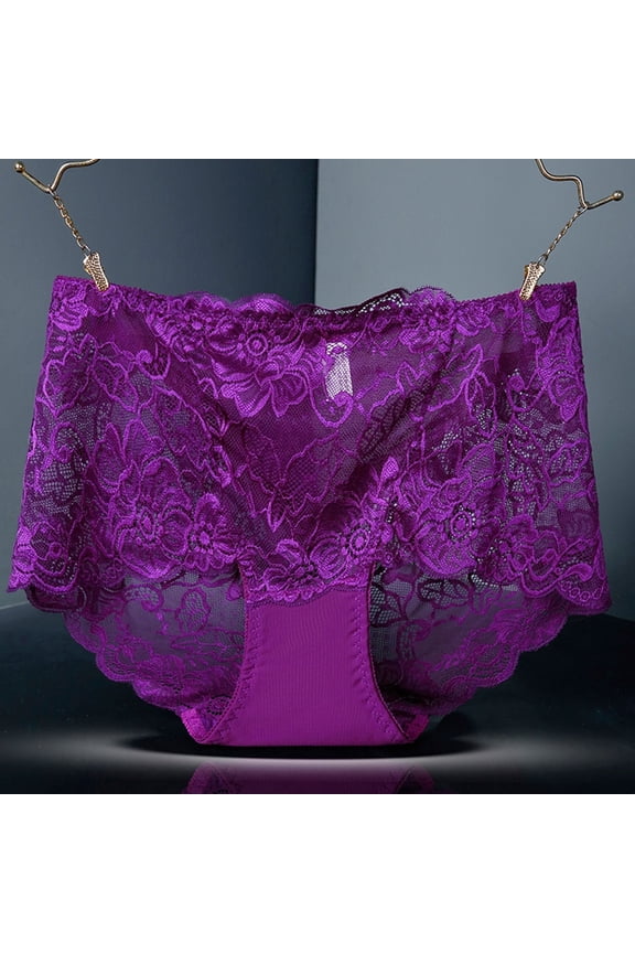 High Waisted Womens Underwear Lace Briefs Cut-out No Show Underwear Butt Lifting Tummy Control Panties L