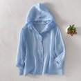 thumbnail image 1 of JUSLIO Hoodies for Women Chest Patch Pocket Breathable Sun Protection Shirt,Linen Hooded Drawstring Collar Full Button Front Hoodies Sweatshirts Light Blue M, 1 of 9