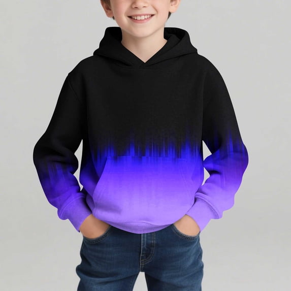 JUSLIO Hoodies for Boys,Color Block Printed Hooded Sweatshirt,Fall Winter Kangaroo Pocket Hoodies Long Sleeve Hoodies Outerwear,Blue 3 Years