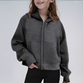 thumbnail image 1 of JUSLIO Hoodies for Girls Athletic Zipper Hooded Sweatshirt Solid Color Pockets Long Sleeve Tops Sweatshirts Dark Gray（8 Years）, 1 of 7