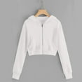 thumbnail image 1 of JUSLIO Hoodies for Girls Fall/Winter Zipper Hoodless Sweatshirt Solid Color Pockets Long Sleeve Tops Sweatshirts White(5 Years）, 1 of 9