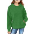 thumbnail image 1 of JUSLIO Hoodies for Girls Round Neck Solid Color Hooded Sweatshirt Fall/Winter Casual Pullover Long Sleeve Sweatshirts Tops(5 Years), 1 of 7