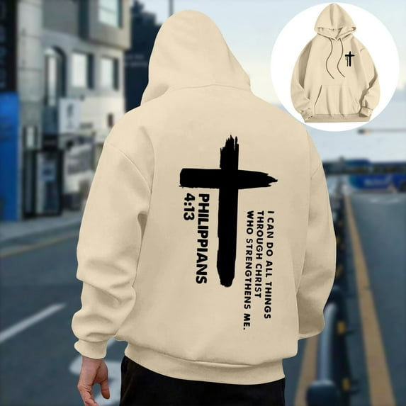 JUSLIO Hoodies for Men Hooded Graphic Sweatshirts Comfortable Everyday Long Sleeve Pullover Sweatshirts