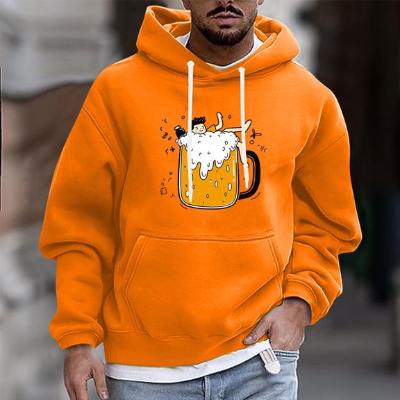 JUSLIO Hoodies for Men Hooded Graphic Sweatshirts Drawstring Everyday Long Sleeve Pullover Sweatshirts