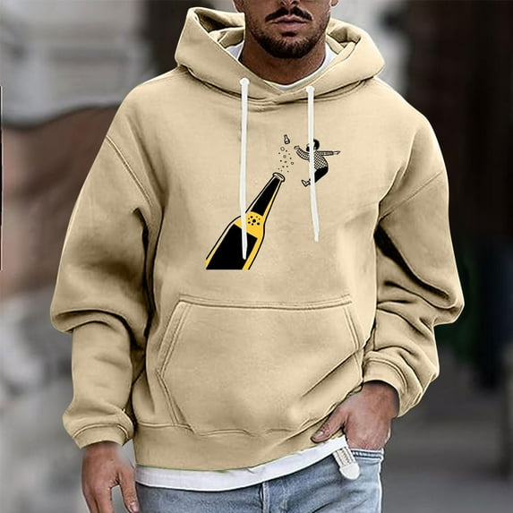 JUSLIO Hoodies for Men Hooded Graphic Sweatshirts Drawstring Everyday Long Sleeve Pullover Sweatshirts