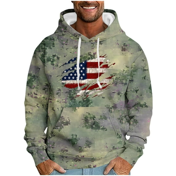 JUSLIO Hoodies for Men Hooded Vintage Sweatshirts Comfortable Everyday Fall / Winter Long Sleeve Sporty Sweatshirts