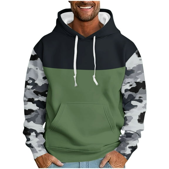 JUSLIO Hoodies for Men Hooded Vintage Sweatshirts Comfortable Everyday Long Sleeve Sporty Sweatshirts