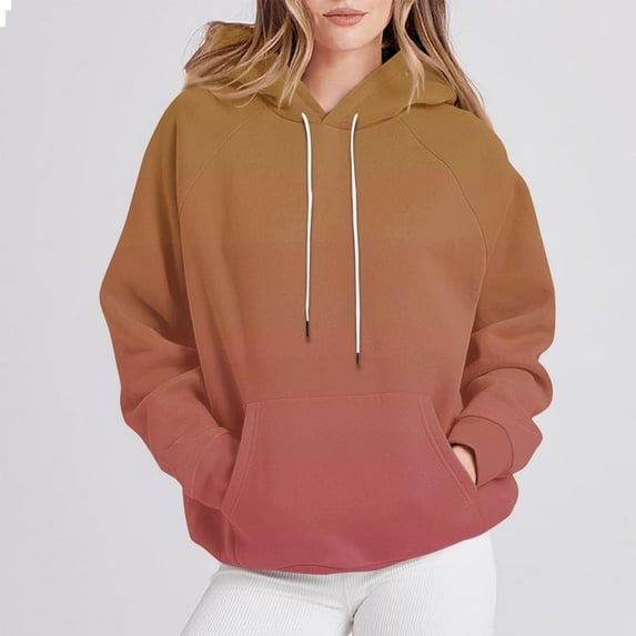 JUSLIO Hoodies for Women Hooded Graphic Sweatshirts Casual Drawstring Everyday Long Sleeve Sweatshirts