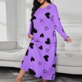 thumbnail image 1 of JUSLIO House Dresses for Women Hearts Sleepwear Long Sleeve Nightgown Sleep Dress Round Collar Loungewear Purple Robes Nightgowns Pajama, 1 of 3