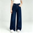 thumbnail image 1 of JUSLIO Jeans for Girls,Dark Wash Denim Pants Classic Button‑Zip Fly Relaxed Wide Leg Jeans for Kids Blue 12-13 Years, 1 of 7