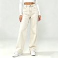 thumbnail image 1 of JUSLIO Jeans for Women High Waisted Solid Wide Leg Jeans, Plus Size Loose Casual Full Length Denim Trousers Khaki XXXXL, 1 of 5