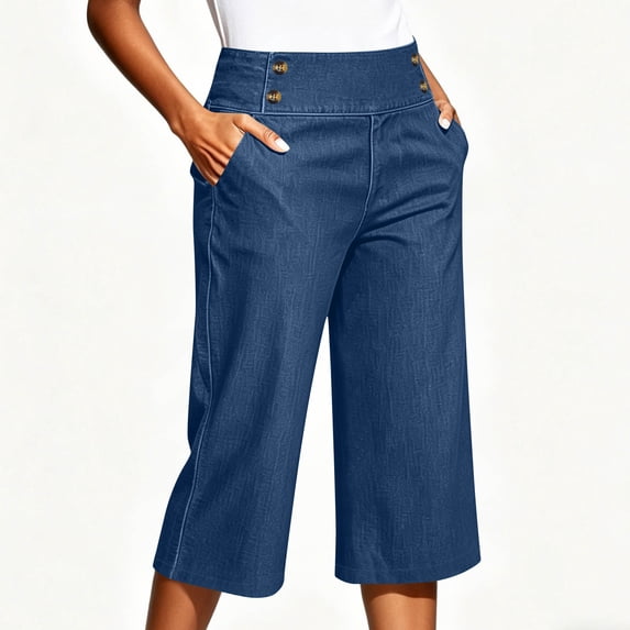 JUSLIO Jeans for Women,Mid Rise Ruched Wide Leg Stretch Denim Pants with Multi Pockets Jeans