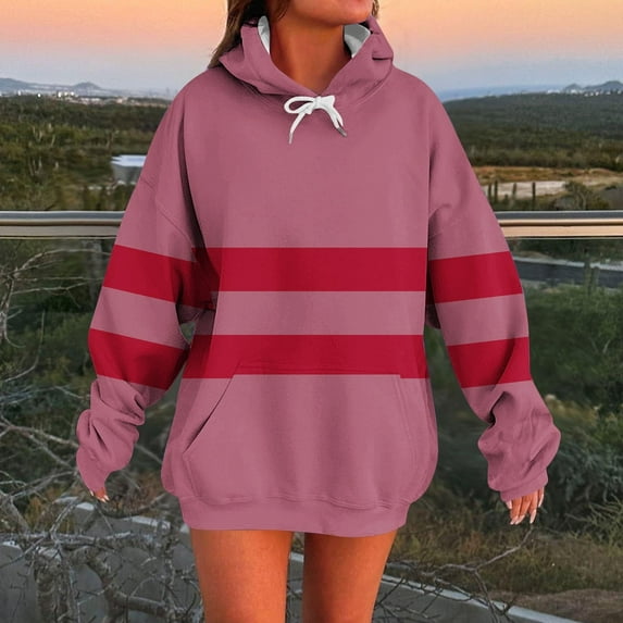JUSLIO Ladies Sweatshirts Hooded Graphic Hoodies Comfortable Everyday Long Sleeve Casual Sweatshirts