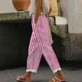 thumbnail image 1 of JUSLIO Linen Pants Women Pants for Women Striped Pockets Linen Casual Casual Comfortable Wide leg Pants Pink L, 1 of 5