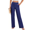 thumbnail image 1 of JUSLIO Linen Pants for Women Casual High Waist Loose with Pockets Fashion Straight Pants, 1 of 7
