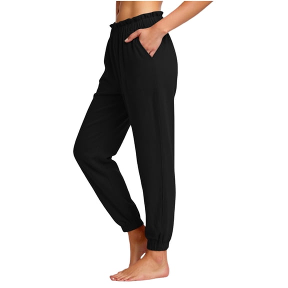 JUSLIO Linen Pants for Women Joggers Fashion Casual Loose Elastic Waist with Pockets Pants