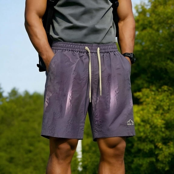 CIAKGIAF Men Shorts Outdoor Loose Workout Athletic Shorts,with Pockets Drawstring Purple Shorts,Size XXXL