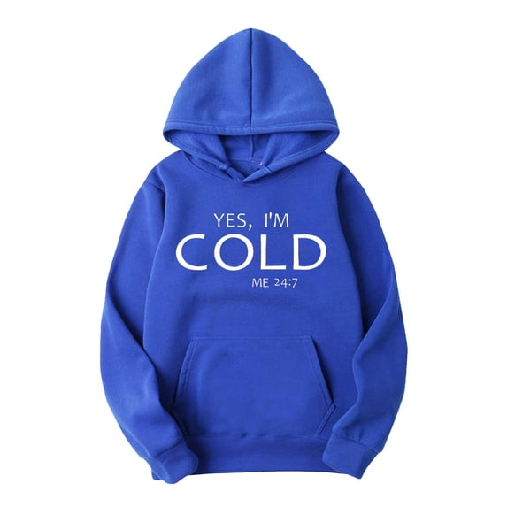 JUSLIO Mens Graphic Hoodies Long Sleeve Pullover Kangaroo Pocket Sweatshirts Hoodies Blue S