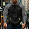 thumbnail image 1 of JUSLIO Mens Hoodies Half-Zip with Pockets Color Block Long Sleeved Zipper Hooded Sweatshirts, 1 of 4