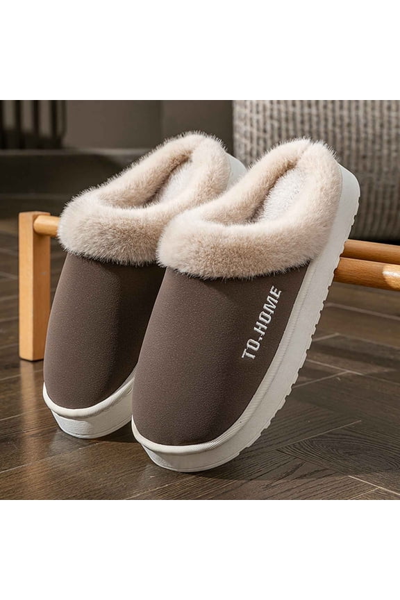 Mens Slippers Fuzzy Slippers Slip On Household Slippers Winter Warm Soft Sole House Shoes Slippers
