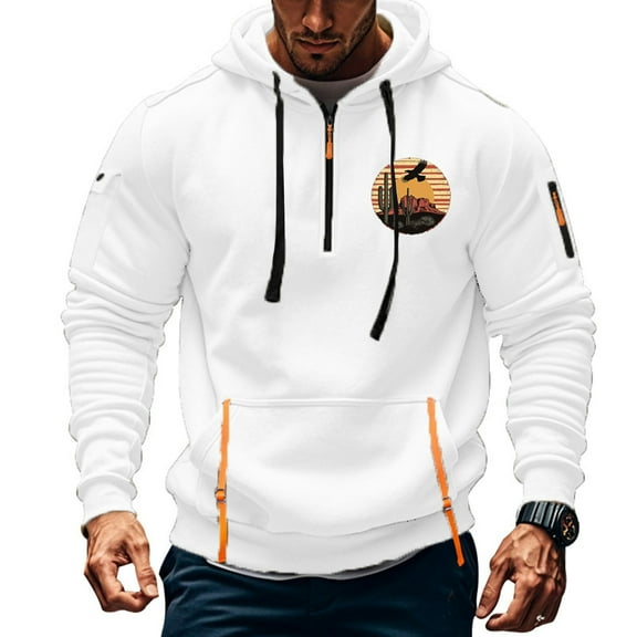 JUSLIO Mens Sweatshirt Hooded Vintage Hoodies Long Sleeve Pullover Comfortable Everyday Sweatshirts