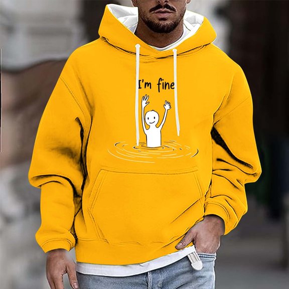 JUSLIO Mens Sweatshirts Hooded Graphic Hoodies Long Sleeve Pullover Drawstring Everyday Sweatshirts