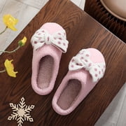 JUSLIO Mens and Womens Fuzzy Slippers House Shoes Bow Slip On Winter Warm Soft Sole Slippers