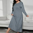 thumbnail image 1 of JUSLIO Nightgowns for Women Plaid Loungewear Long Sleeve Robes Round Collar Pajama Dark Blue Sleepwear Nightgowns Nightgown Sleep Dress, 1 of 6