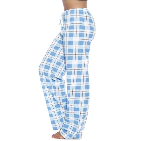 JUSLIO Pajama Pants for Women Casual Plaid Drawstring Comfortable Loungewear Blue XL