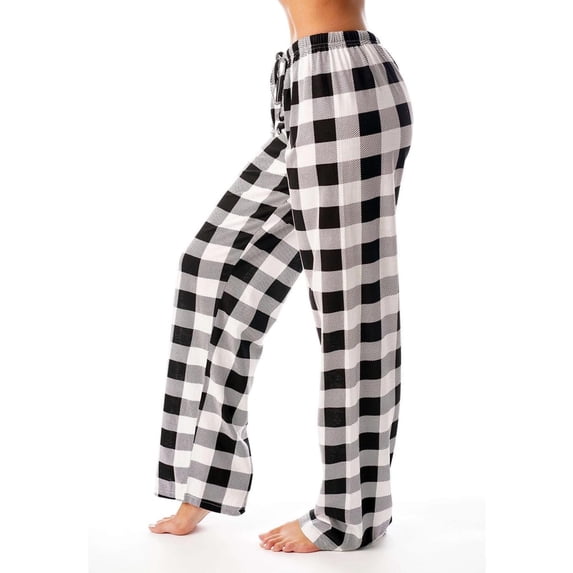 JUSLIO Pajama Pants for Women Comfortable Casual Plaid Drawstring Loungewear Black L