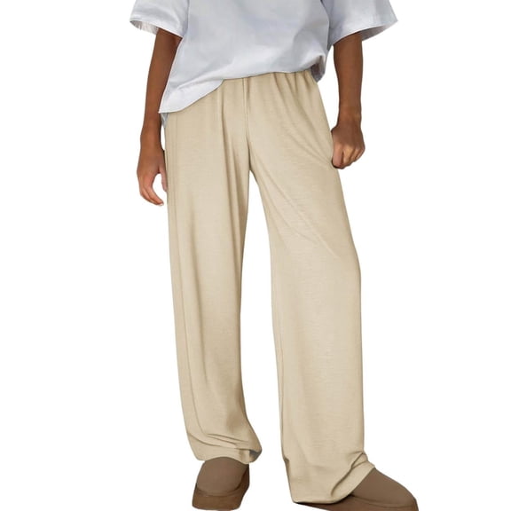 JUSLIO Pajama Pants for Women Comfortable High Waist Casual Sweatpants Loungewear Wide leg Pants Yellow S