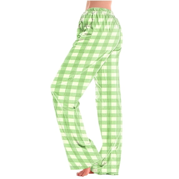 JUSLIO Pajamas Pajama Pants for Women Lounge Warm Elastic Waist Regular Fit Comfortable Print Pajama Pants Green 4X-Large