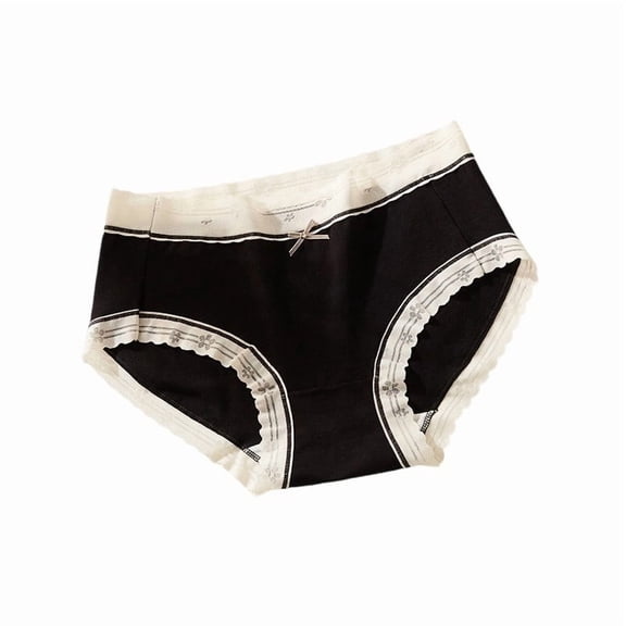 JUSLIO Panties for Women Cotton Briefs Comfortable Breathable Soft Underwear Black M