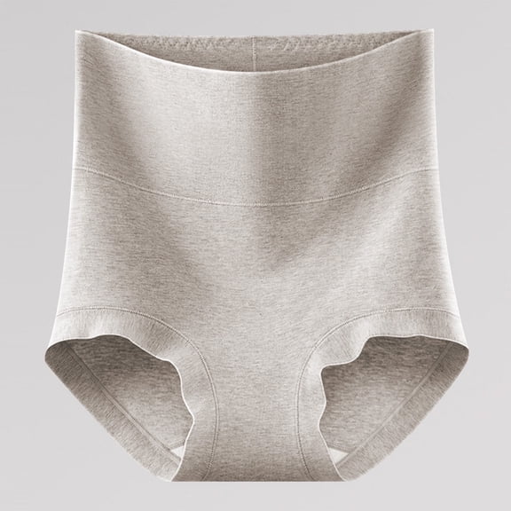 JUSLIO Panties for Women Cotton Briefs High Waisted Soft Breathable Underwear Gray M