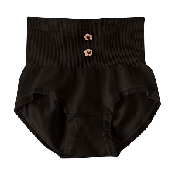 JUSLIO Panties for Women High Waisted Briefs No Show Underwear Butt Lifting Tummy Control Underwear Black Free Size