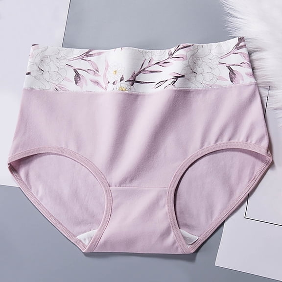 JUSLIO Panties for Women High Waisted Briefs No Show Underwear Butt Lifting Tummy Control Underwear Pink XL