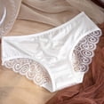 thumbnail image 1 of JUSLIO Panties for Women Lace Briefs Cut-out Low-Rise Bow Underwear White M, 1 of 3
