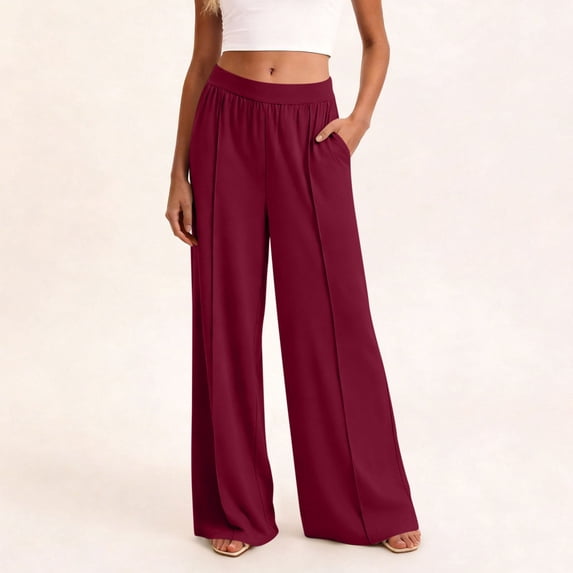 JUSLIO Pants for Women Casual Drawstring Elastic Waist with Pockets Fashion Pants